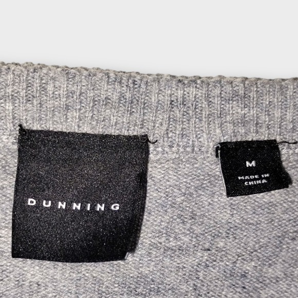 Dunning VNeck Sweater Mens Medium Merino Cashmere Gray Long Sleeve Pullover Golf - Picture 6 of 6